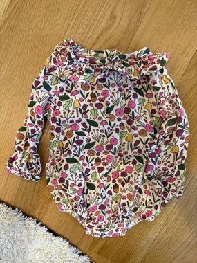 Floral Long Sleeve Baby Bodysuit - Pink, Green, Yellow